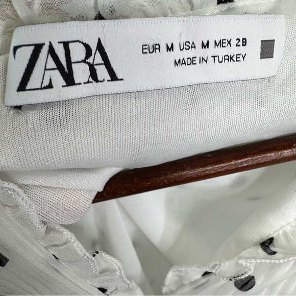 Zara White Polka Dot Mini Dress Size Medium - Picture 16 of 16